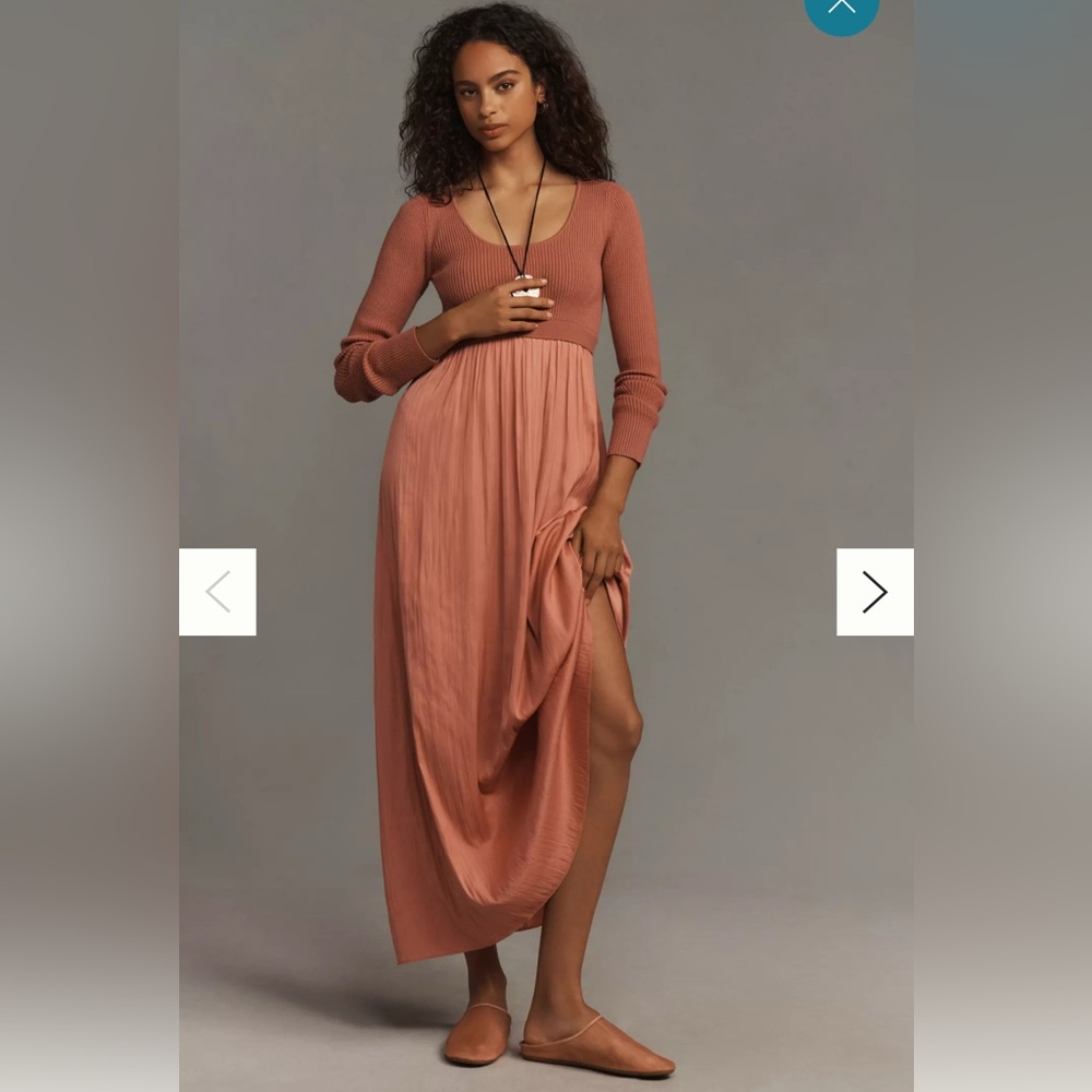 ANTHROPOLOGIE THEA LAYERED SWEATER DRESS: SCOOP-NECK -SIZE XS
